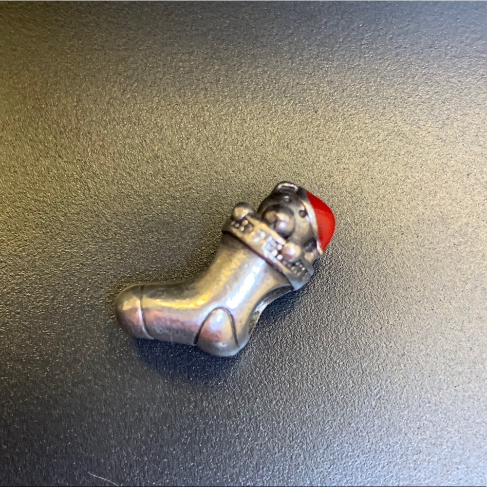 Teddy bear in a Christmas stocking Pandora charm